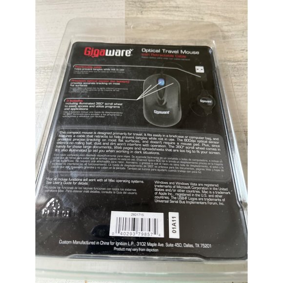 Gigaware Optical Travel Mouse NWT - Picture 2 of 3
